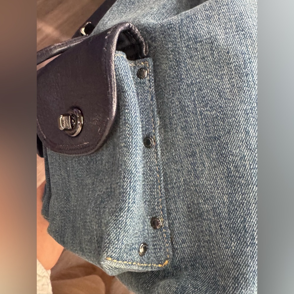 Coach Denim Turnlock backpack Gunmetal Rivets  Navy leather - Picture 12 of 17